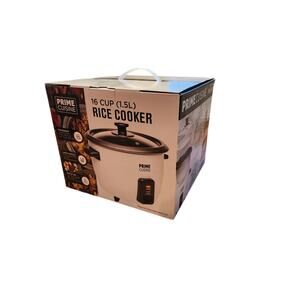 Prime Cuisine 16 Cup Rice Cooker 1.5L Nonstick Pot Steamer Basket New In Box